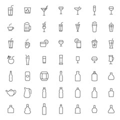 Drink icon set in thin line style - 95530242