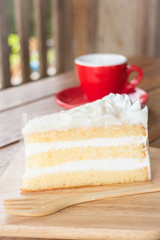 Hot coffee cup and young coconut cake