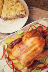 Roasted turkey and apple cake for thanksgiving day
