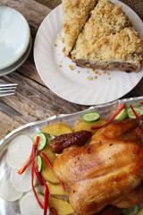 Roasted turkey and apple cake for thanksgiving day