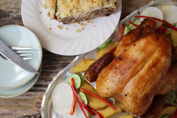 Roasted turkey and apple cake for thanksgiving day