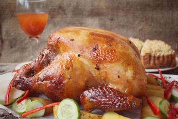 Roasted turkey and apple cake for thanksgiving day