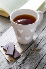 Lifestyle - tea chocolate and book