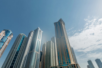 Fototapeta na wymiar Dubai - AUGUST 9, 2014: Dubai Marina district on August 9 in UAE. Dubai is fastly developing city in Middle East
