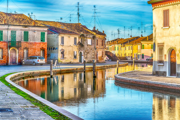 houses in Comacchio, the little Venice - obrazy, fototapety, plakaty