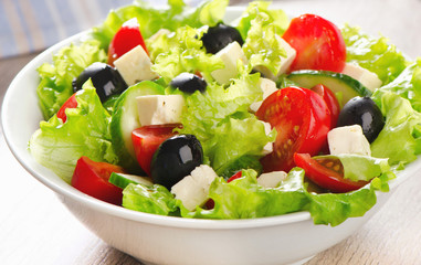 Greek vegetable salad with feta cheese