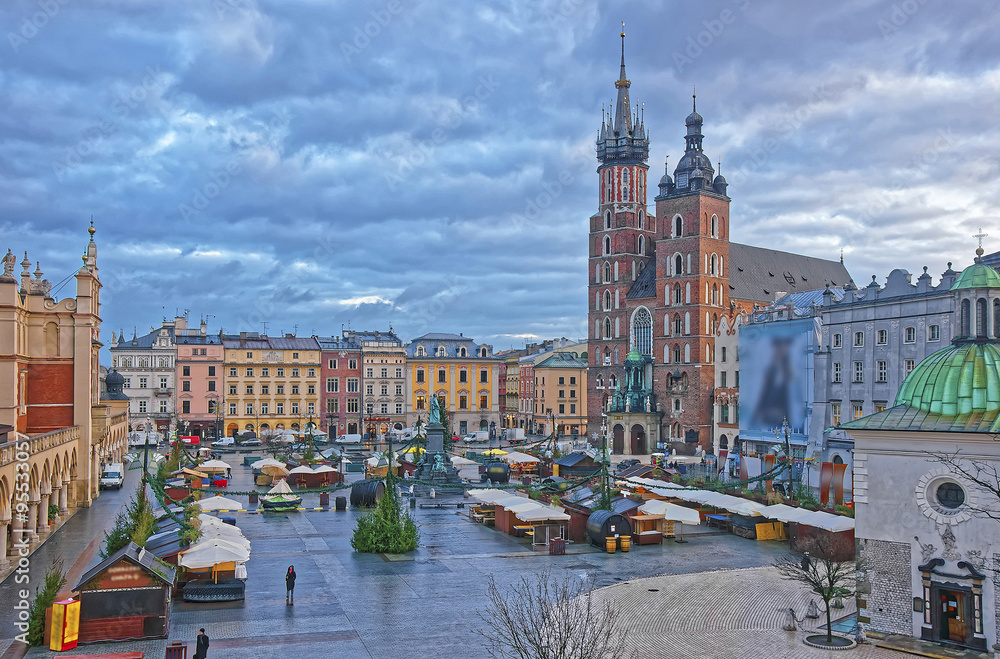 Sticker St Mary Basilica and Church of St Wojciech and Cloth Hall in the