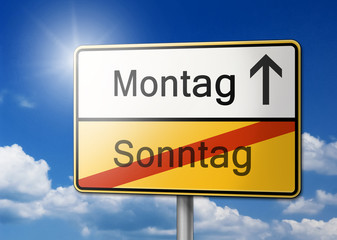 Obraz premium Montag Wochenanfang Schild