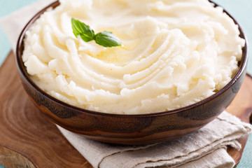 Mashed potatoes in a big bowl