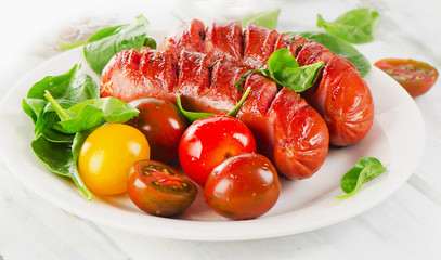 Roasted Sausages and Tomatoes