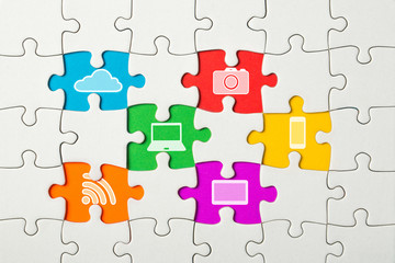 Puzzle and missing pieces, communication technologies conception