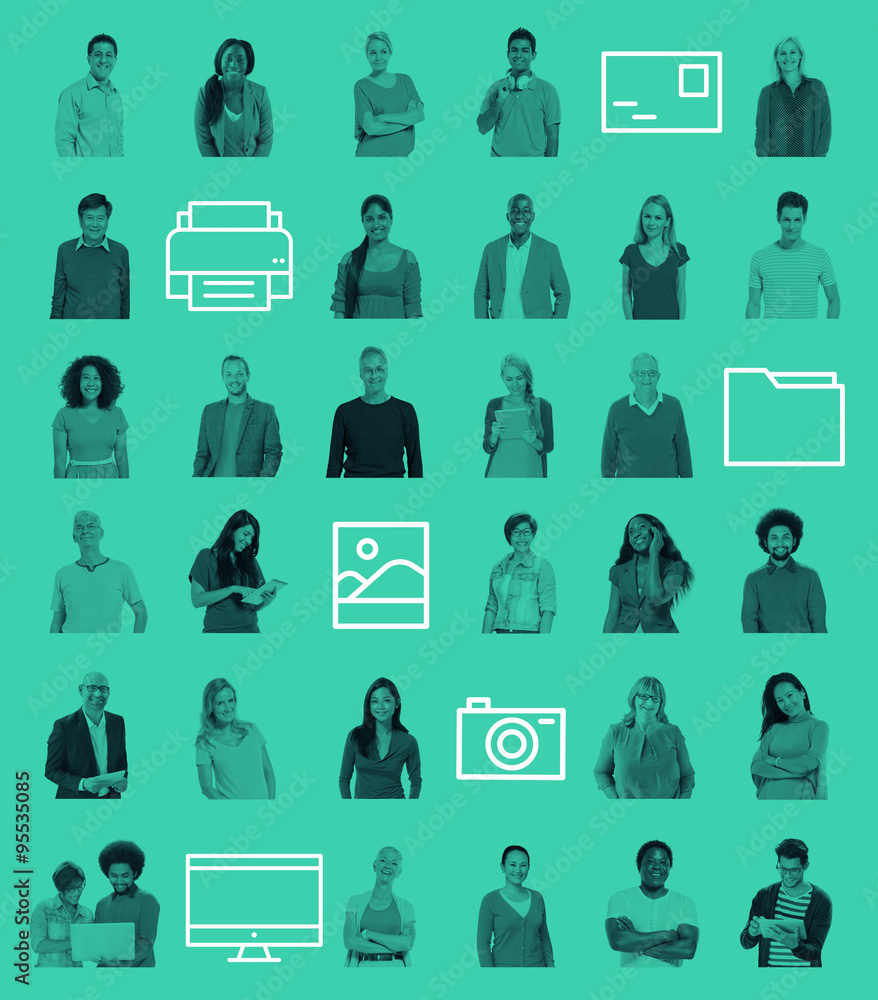Poster people community technology connection networking concept