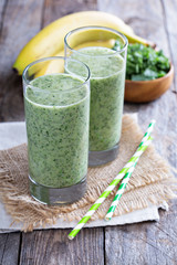 Green smoothie with banana and kale