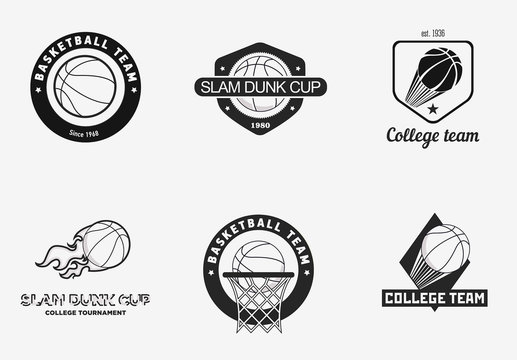 Set of vintage basketball championship logos