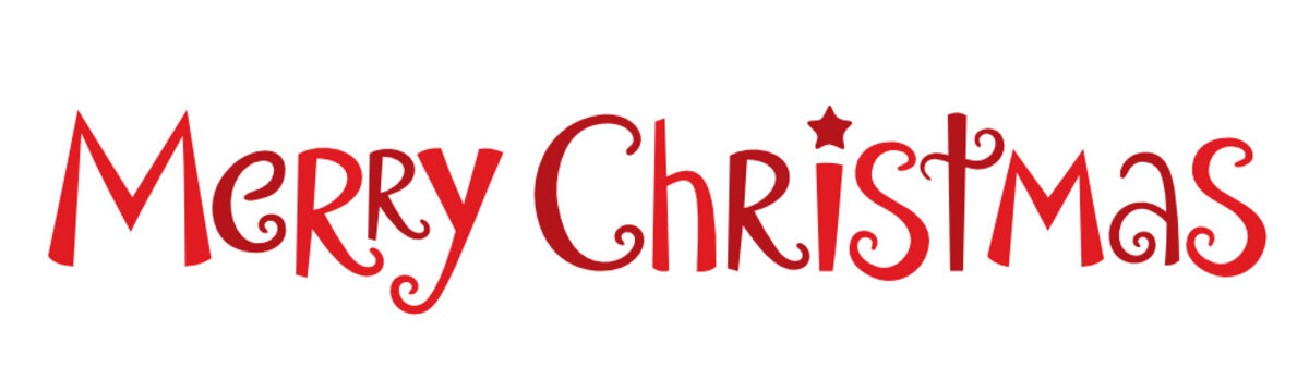 MERRY CHRISTMAS banner in festive handdrawn font