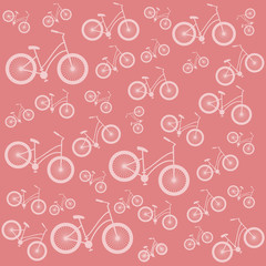 Bicycle pink vector seamless pattern