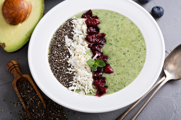Green smoothie bowl with chia and kale