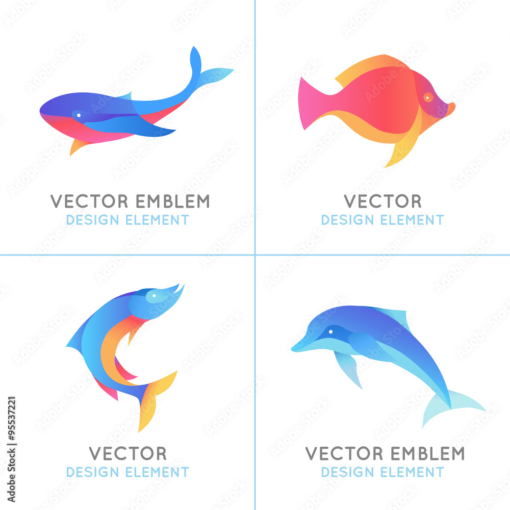 Poster Vector set of abstract emblems and logo design templates