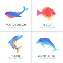 Vector set of abstract emblems and logo design templates