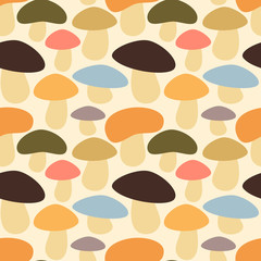 cute colorful mushrooms seamless vector pattern background illustration
