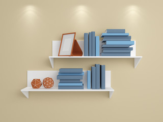 3d rendered bookshelves.