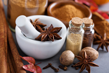 Fototapeta na wymiar Homemade mix of spices in a jar