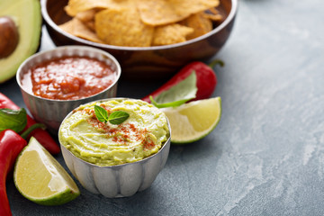 Mexican cuisine ingredients and guacamole