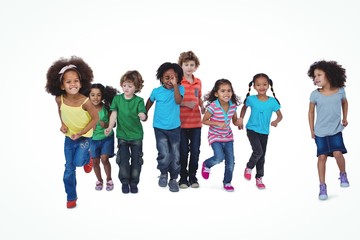 A row of children standing together