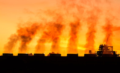 Steam power plant in the morning