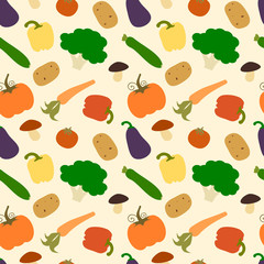 colorful vegetables seamless vector pattern food background illustration