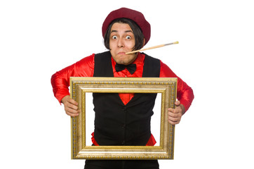 Funny artist isolated on white