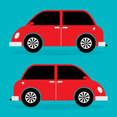 City vintage car with classic design in red color. Vector illust