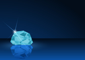 Diamond Card Illustration - Background with Gemstone in Blue Tones, Vector