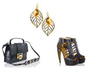 Set of woman accessories isolated on white