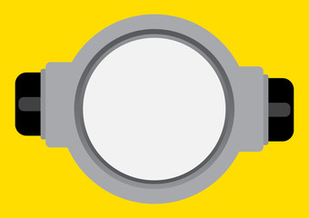Vector illustration of goggle with on yellow color background