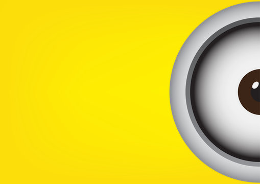 Vector illustration of goggle with two eye on yellow color backg