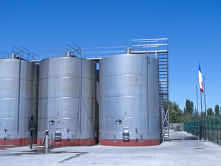 Obraz premium some wine metallic fermentation tanks
