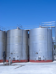 some wine metallic fermentation tanks