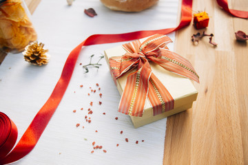 Gift box on table