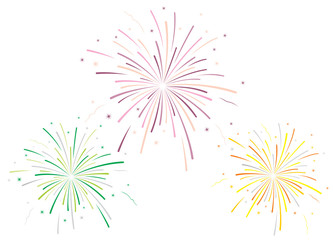 Vector illustration of fireworks on white background