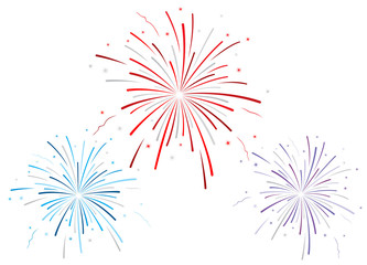 Vector illustration of fireworks on white background