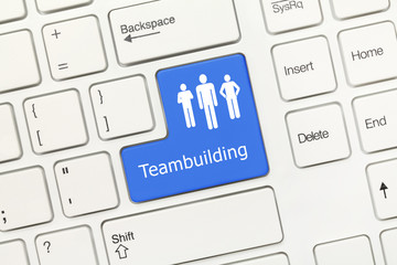White conceptual keyboard - Teambuilding (blue key)