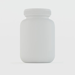 Blank medicine bottle isolated on white background.