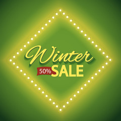 Winter sale with green lights