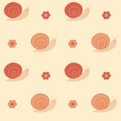 cute pastel cartoon snail seamless vector pattern background illustration