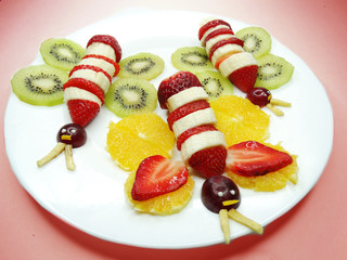 creative fruit child dessert butterfly form