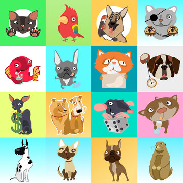 Great set of icons with different animals