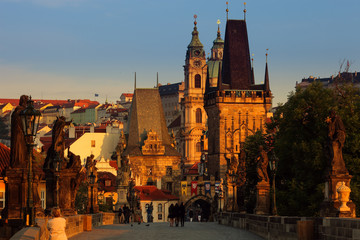 Naklejka na ściany i meble morning on the Charles bridge (Karluv most), Prague, Czech Republic