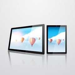 Realistic tablet pc computer on white background. Vector eps10 illustration 