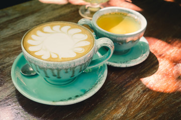 Cappuccino in retro cup
